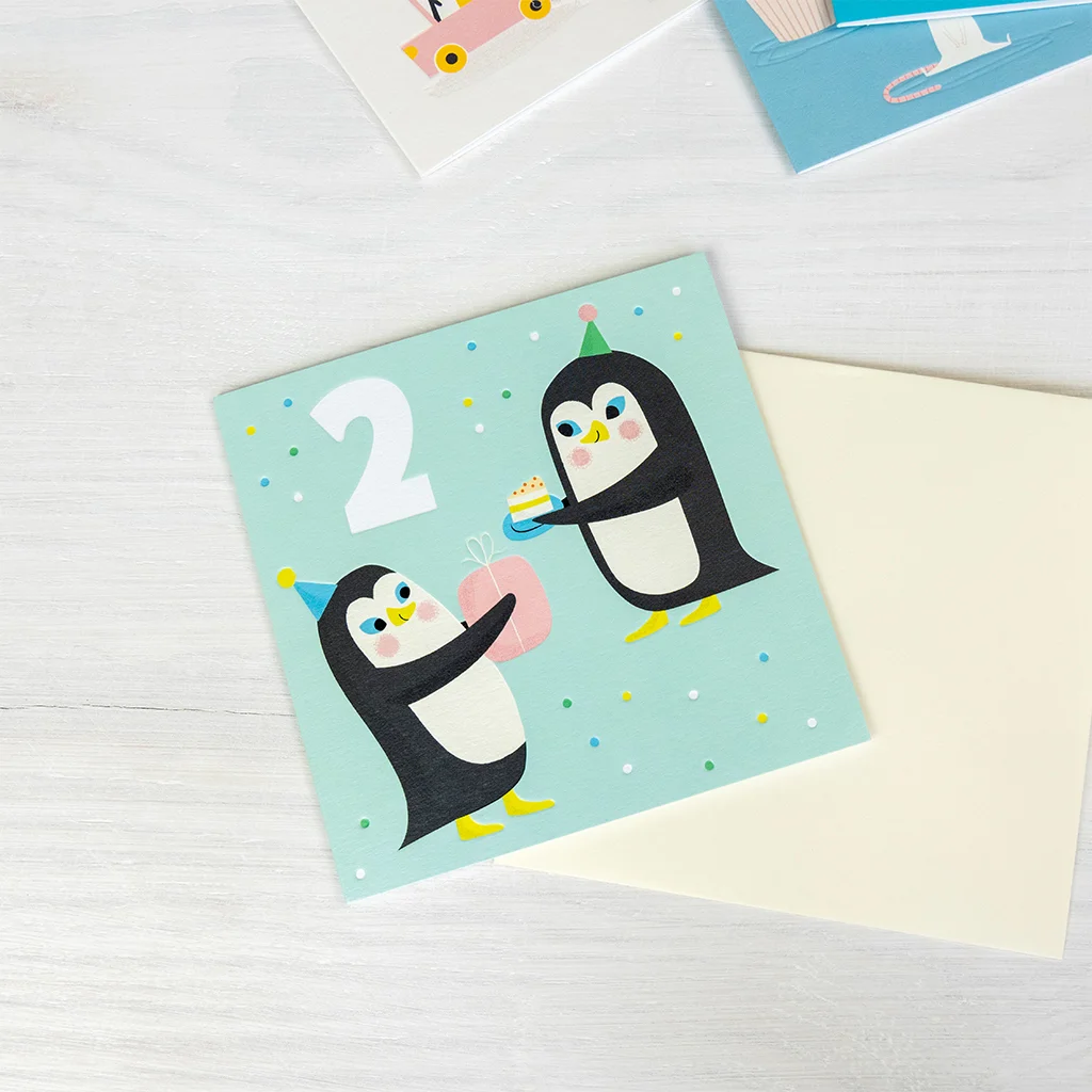 tarjeta de cumpleaños 'dos' pingüino