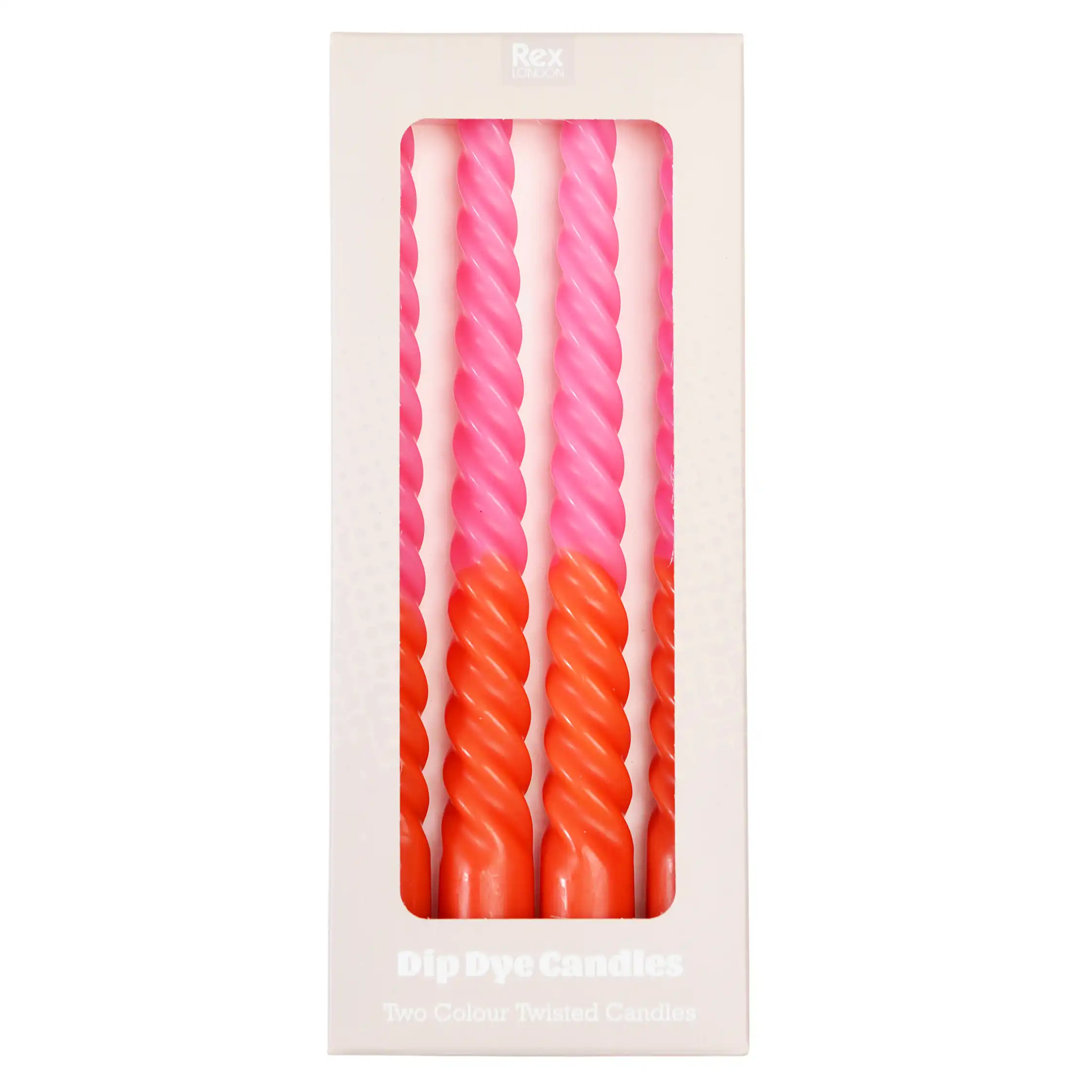 bougies spirale dip dye rose et orange (lot de 4)