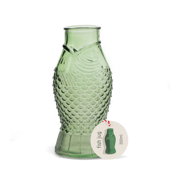 glass jug 350ml - green fish