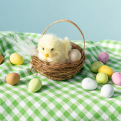 fluffy easter decoration - chick in basket