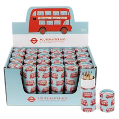 tube of colouring pencils -tfl routemaster bus tube of colouring pencils -tfl routemaster bus