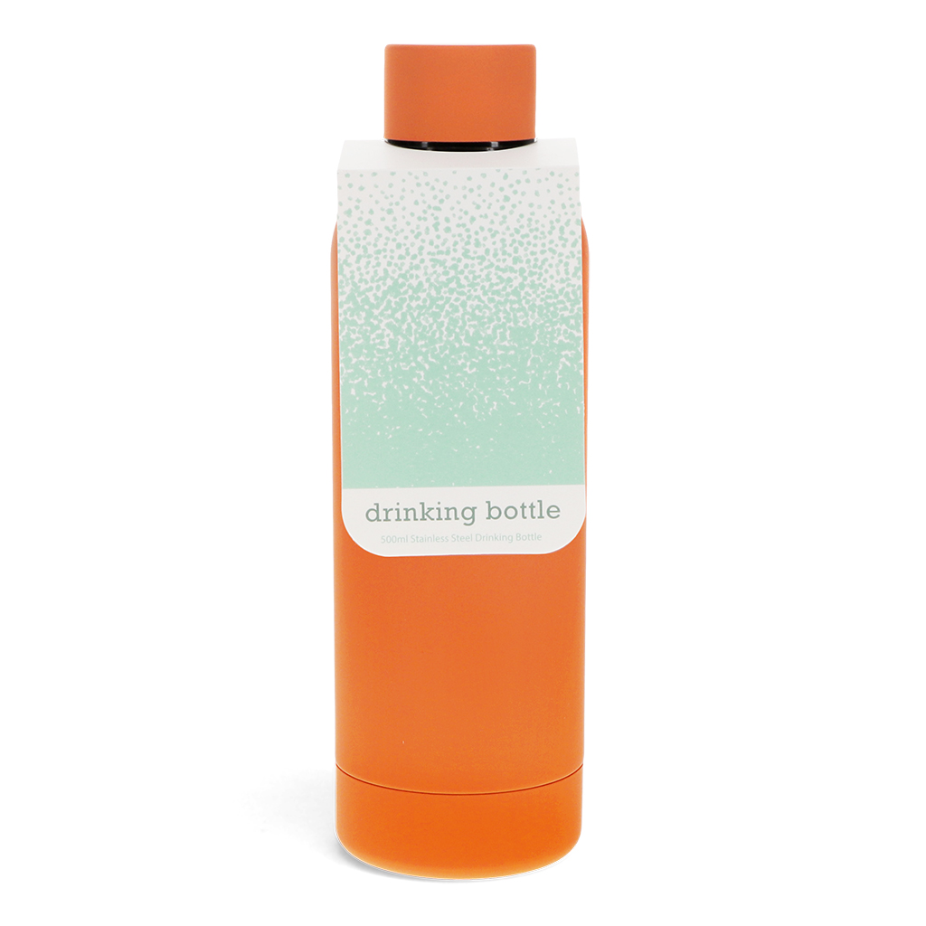 rubber coated steel bottle 500ml - orange