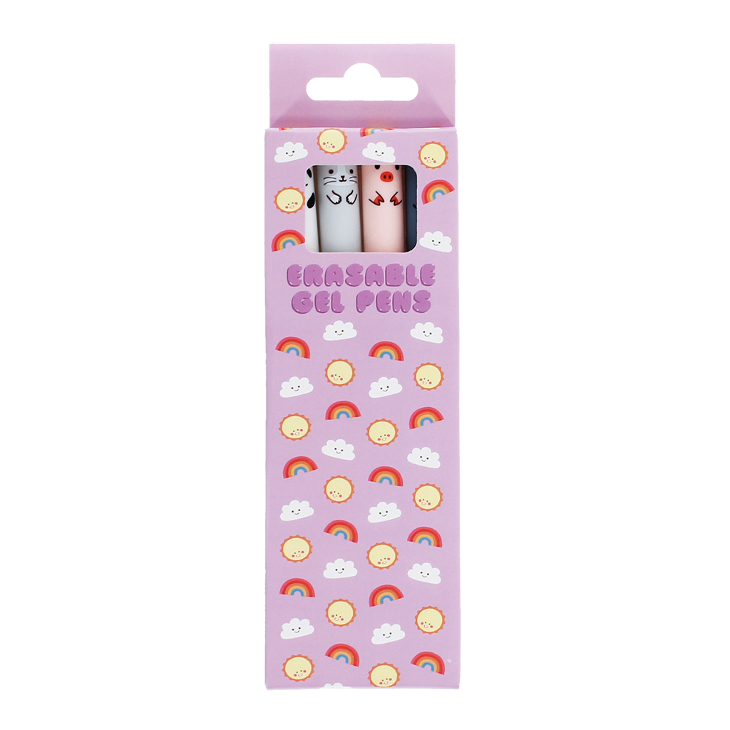 adorable animal erasable gel pens (set of 4) - medley