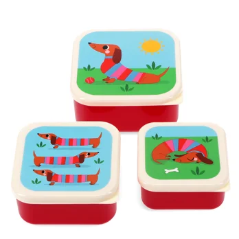 snack boxes (set of 3) - sunny sausage dog snack boxes (set of 3) - sunny sausage dog