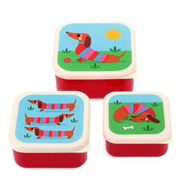 snack boxes (set of 3) - sunny sausage dog