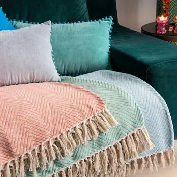 large herringbone throw (225 x 150 cm) - aqua large herringbone throw (225 x 150 cm) - aqua