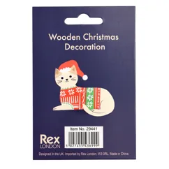 wooden hanging christmas decoration - white cat