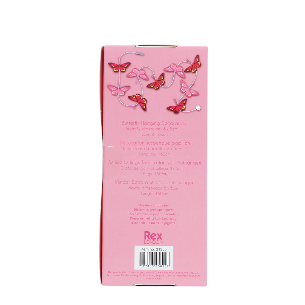 feather butterfly garland (1.6 metres) - 8cm x 5cm pennants