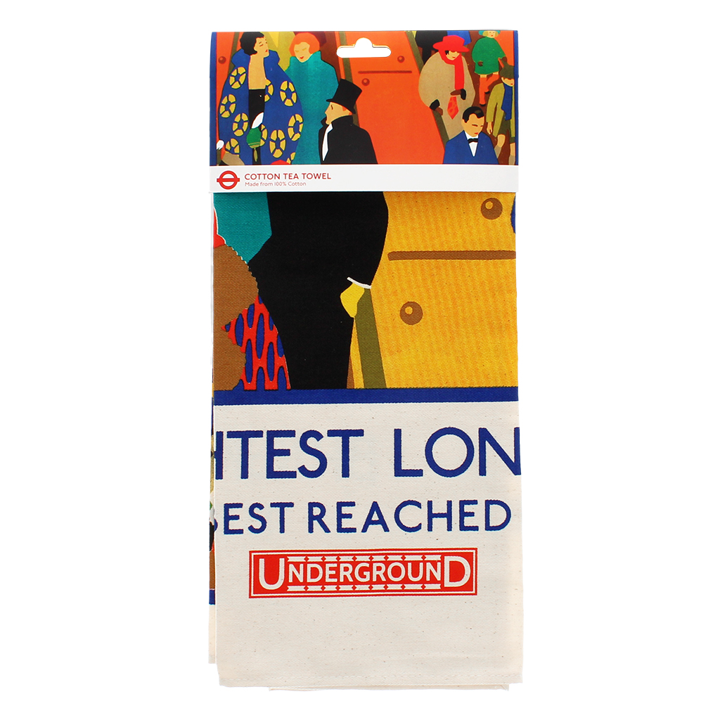 cotton tea towel - tfl vintage poster "brightest london"