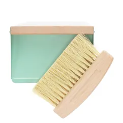 wooden table brush and pan set - pistachio