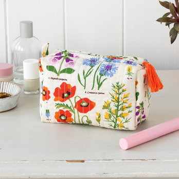 trousse de maquillage matelassée - wild flowers
