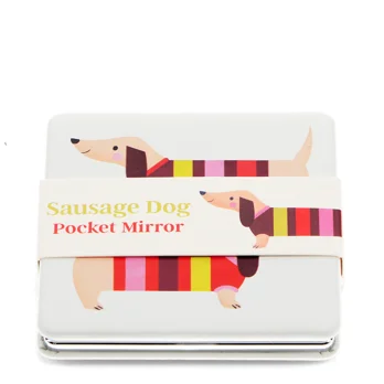 square pocket mirror - sausage dog square pocket mirror - sausage dog