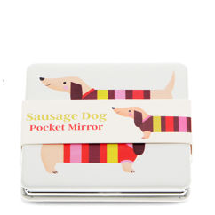 miroir de poche carré - chien saucisse