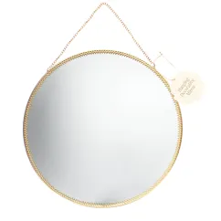 circular hanging mirror (29cm) - gold tone circular hanging mirror (29cm) - gold tone