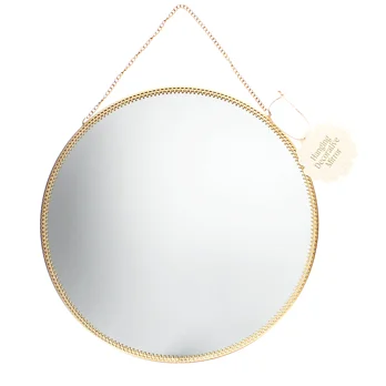 circular hanging mirror (29cm) - gold tone circular hanging mirror (29cm) - gold tone