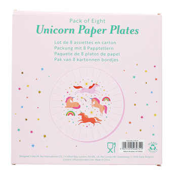 paper plates (pack of 8) - unicorn