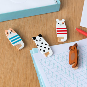 mini-wäscheklammern aus holz (4-er set) - hunde