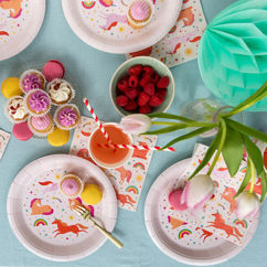 assiettes en carton (lot de 8) - unicorn