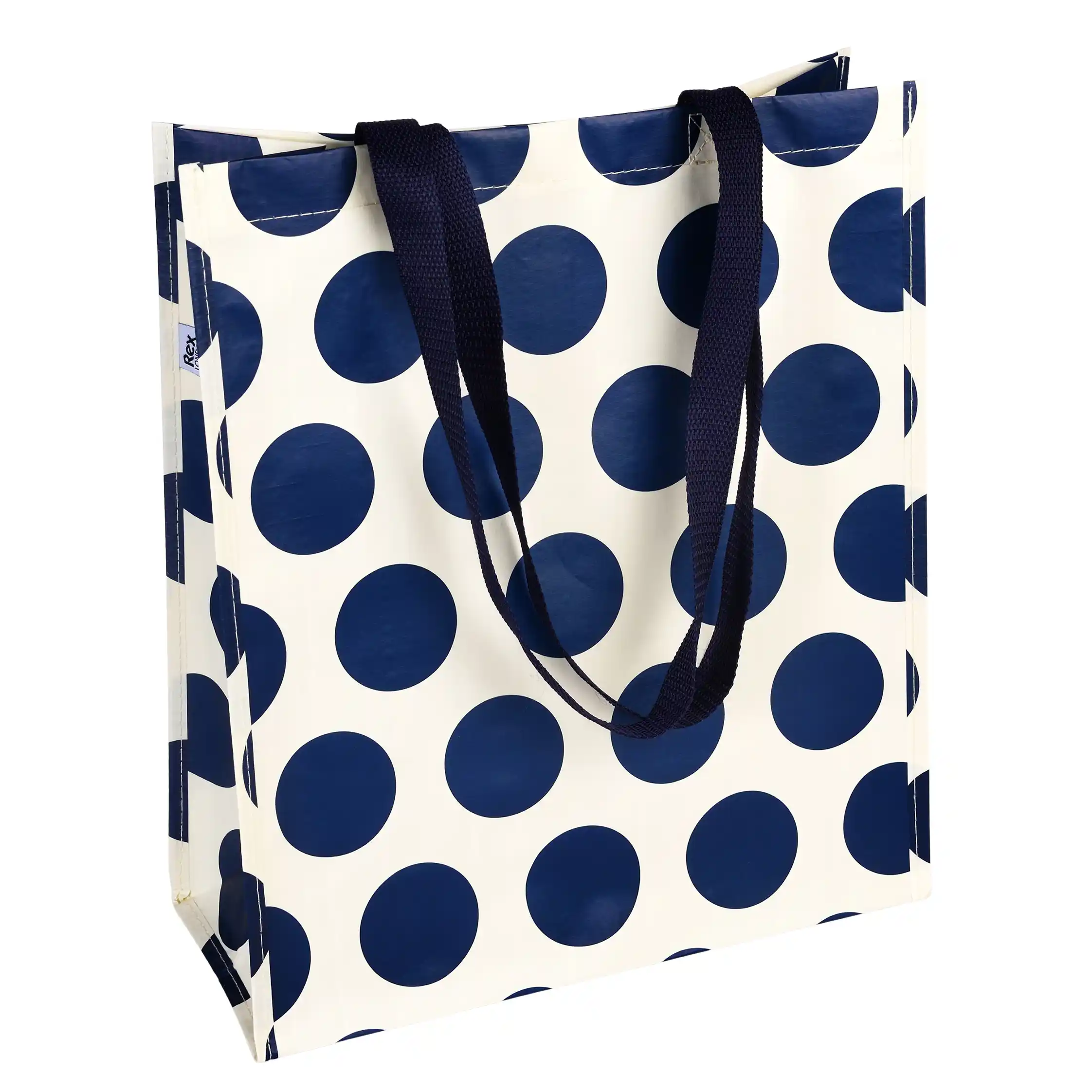 bolso de compras spotlight azul marino y blanco