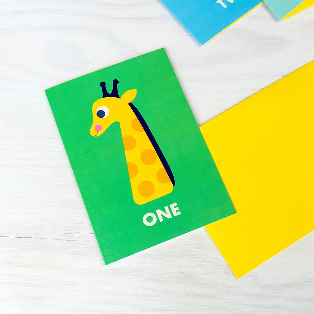 birthday card - giraffe 'one'