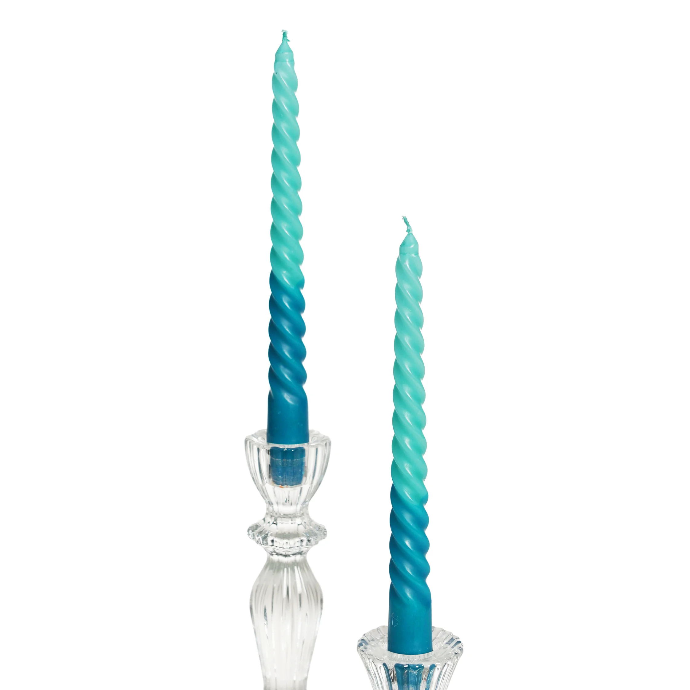 dip dye spiral candles (set of 4) - blue 