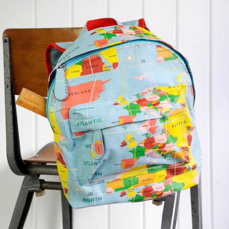 mini children's backpack - world map