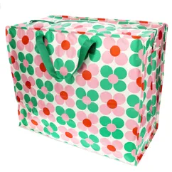 bolso jumbo de almacenamiento - margarita rosa y verde