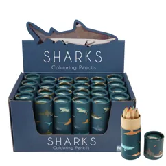 tube of colouring pencils - sharks