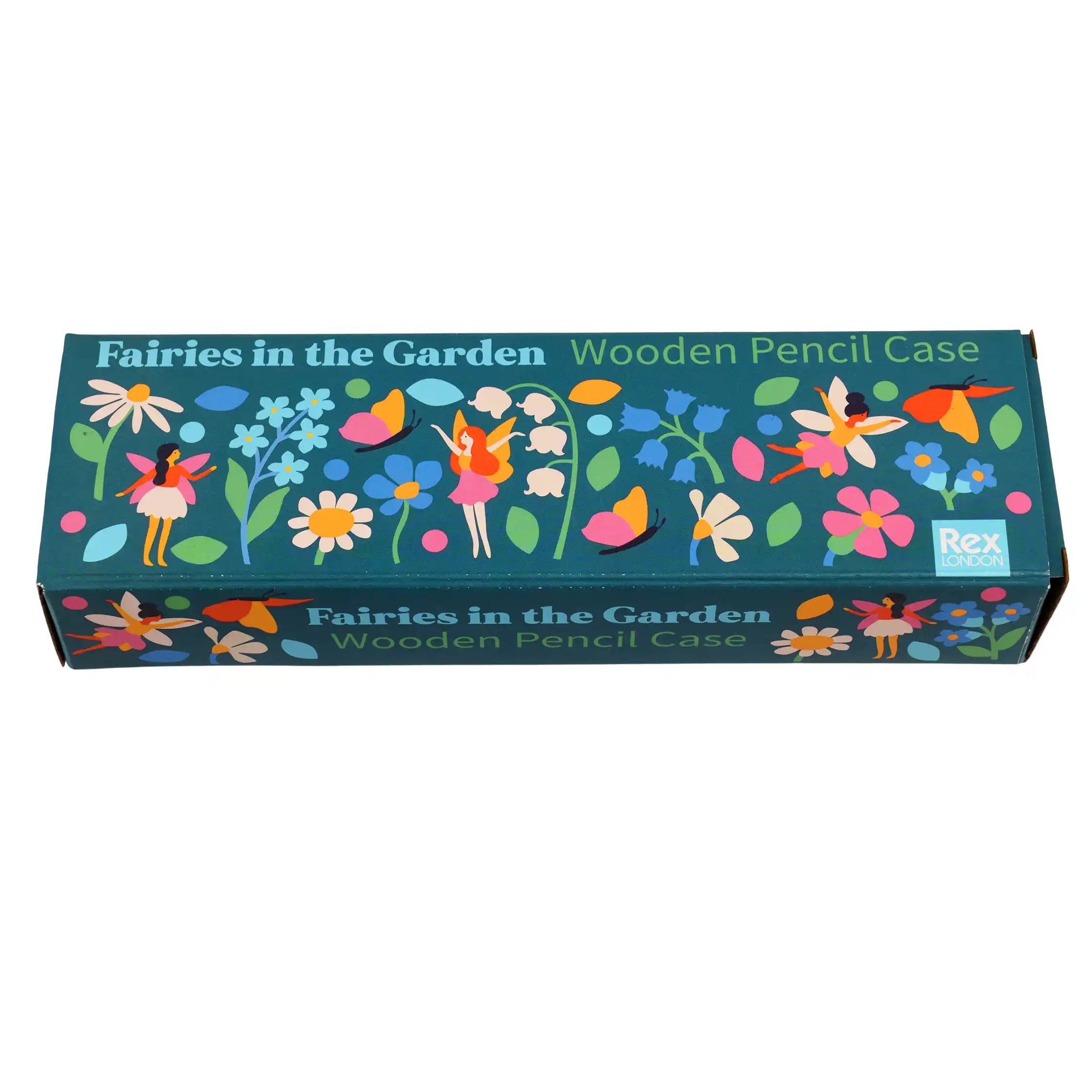 wooden pencil case - fairies in the garden