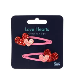 pinzas para el pelo con purpurina love hearts (juego de 2)