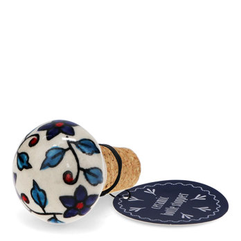 ceramic and cork bottle stopper - blue flower