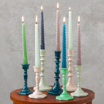enamel candlestick (19cm) - soft pink