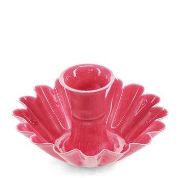 enamel cupped flower candle holder - vibrant pink enamel cupped flower candle holder - vibrant pink