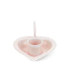 enamel heart-shaped chamberstick candle holder - pink enamel heart-shaped chamberstick candle holder - pink