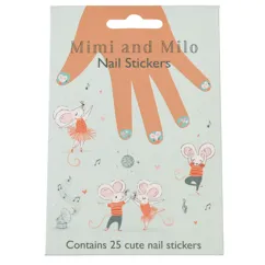 pegatinas de uñas mimi y milo (paquete de 25)