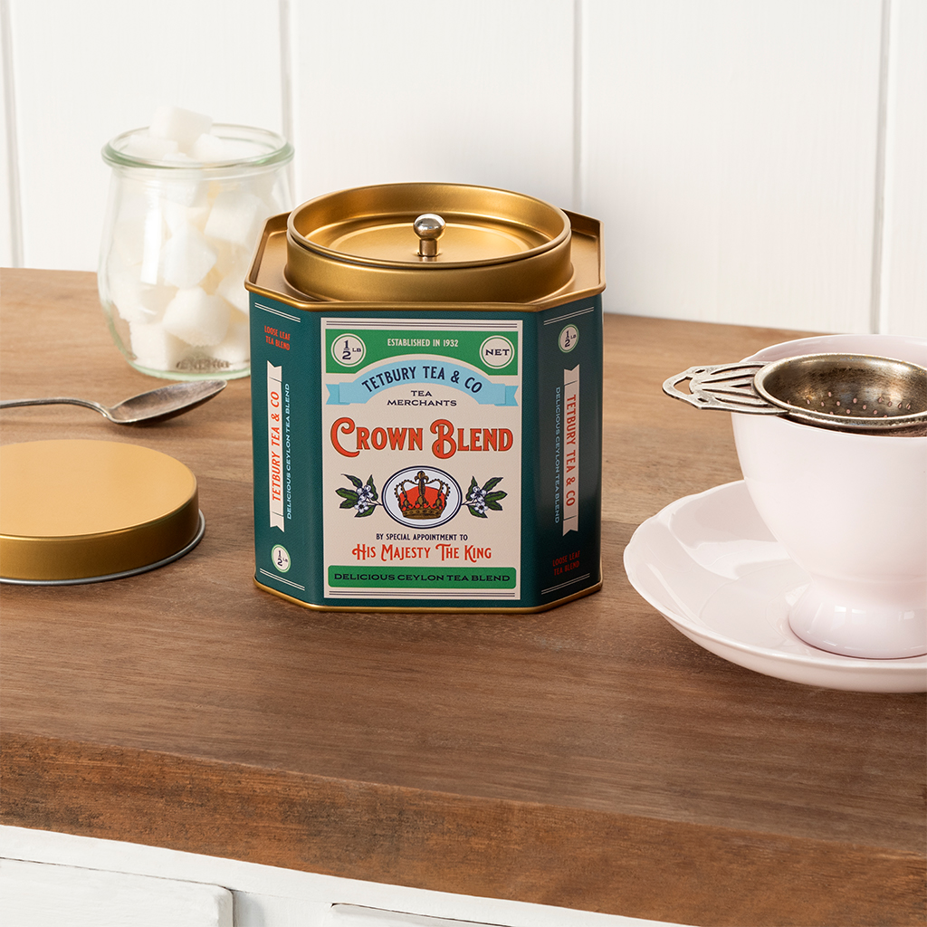 metal tea caddy - crown blend