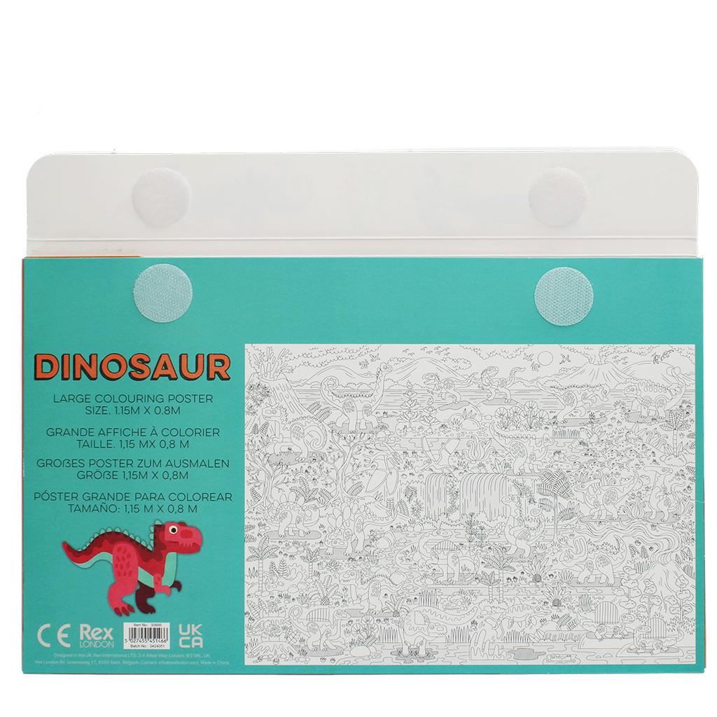 large colouring poster with pencils - baby dinos