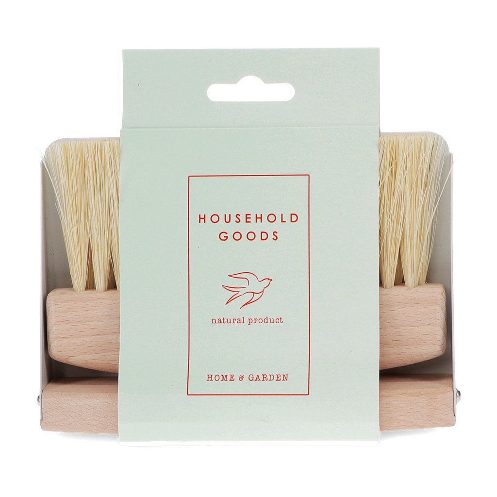 wooden table brush and pan set - soft grey