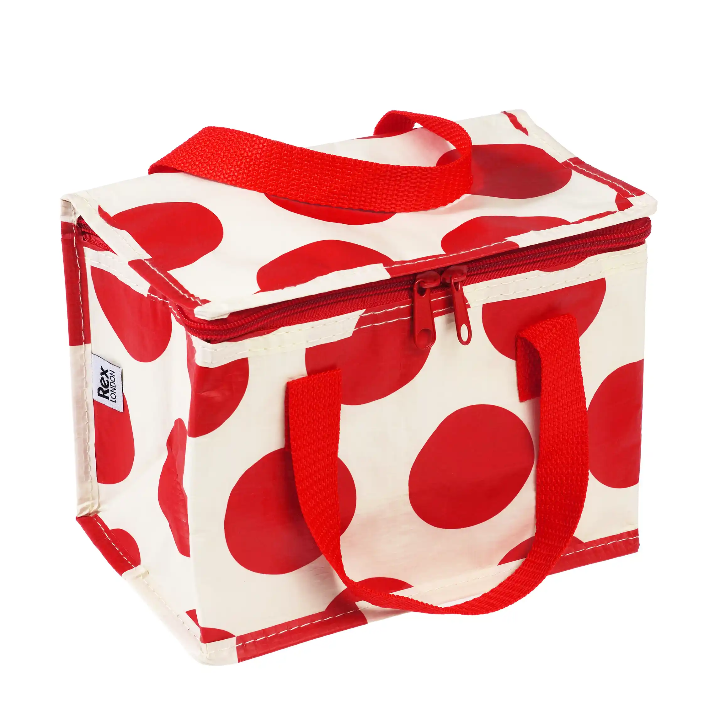 insulated lunch bag - red on white spotlight