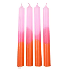 bougies dip dye rose clair, rose et orange (lot de 4)