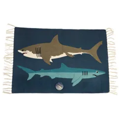 alfombra de algodón con estampado de tiburones