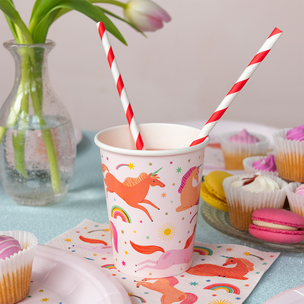 paper cups (pack of 8) - unicorn