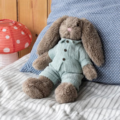 peluche douce - lapin bleu