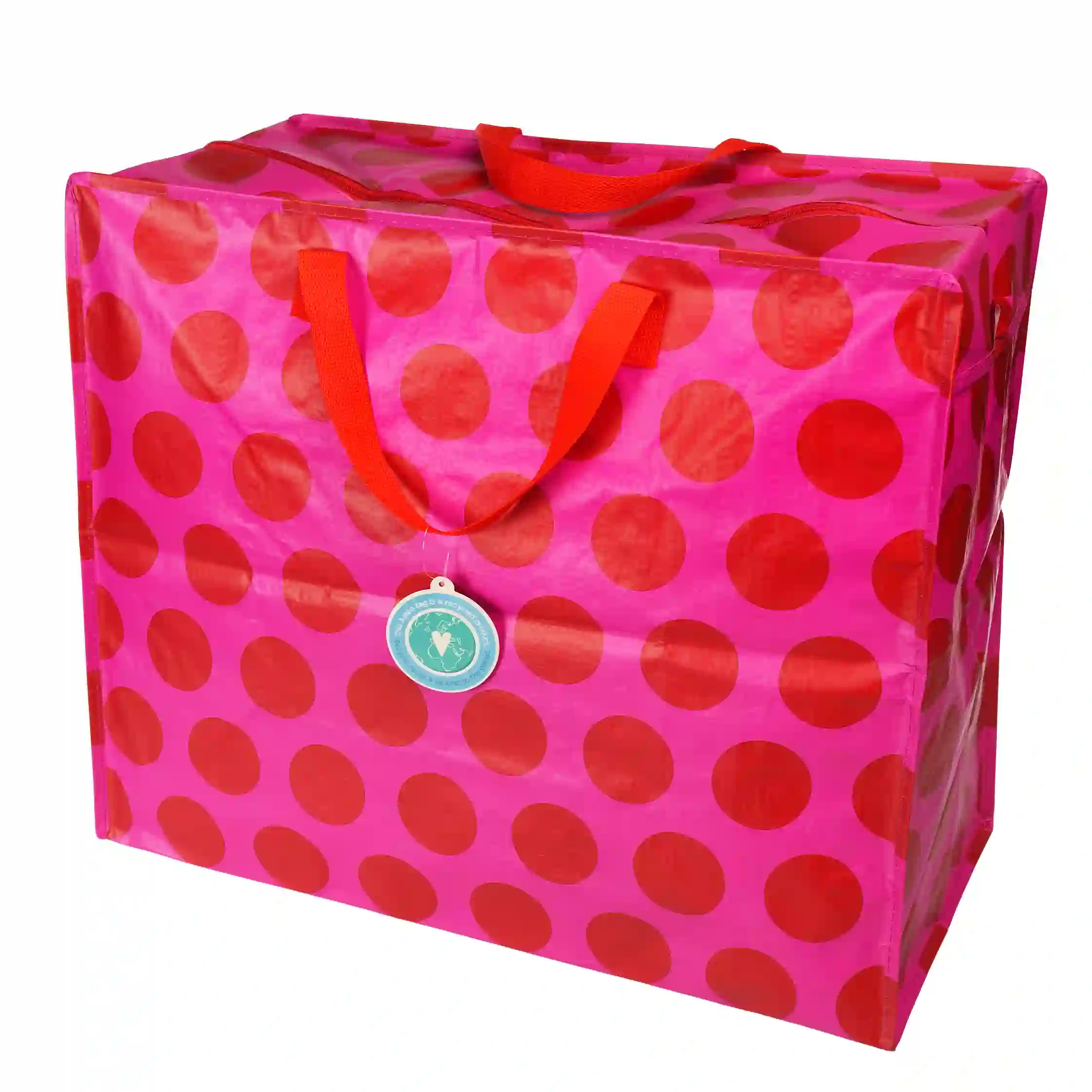 jumbo storage bag - red on pink spotlight