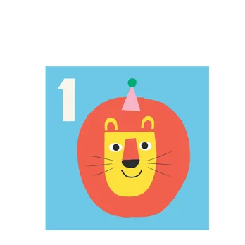 birthday card - lion 'one' birthday card - lion 'one'