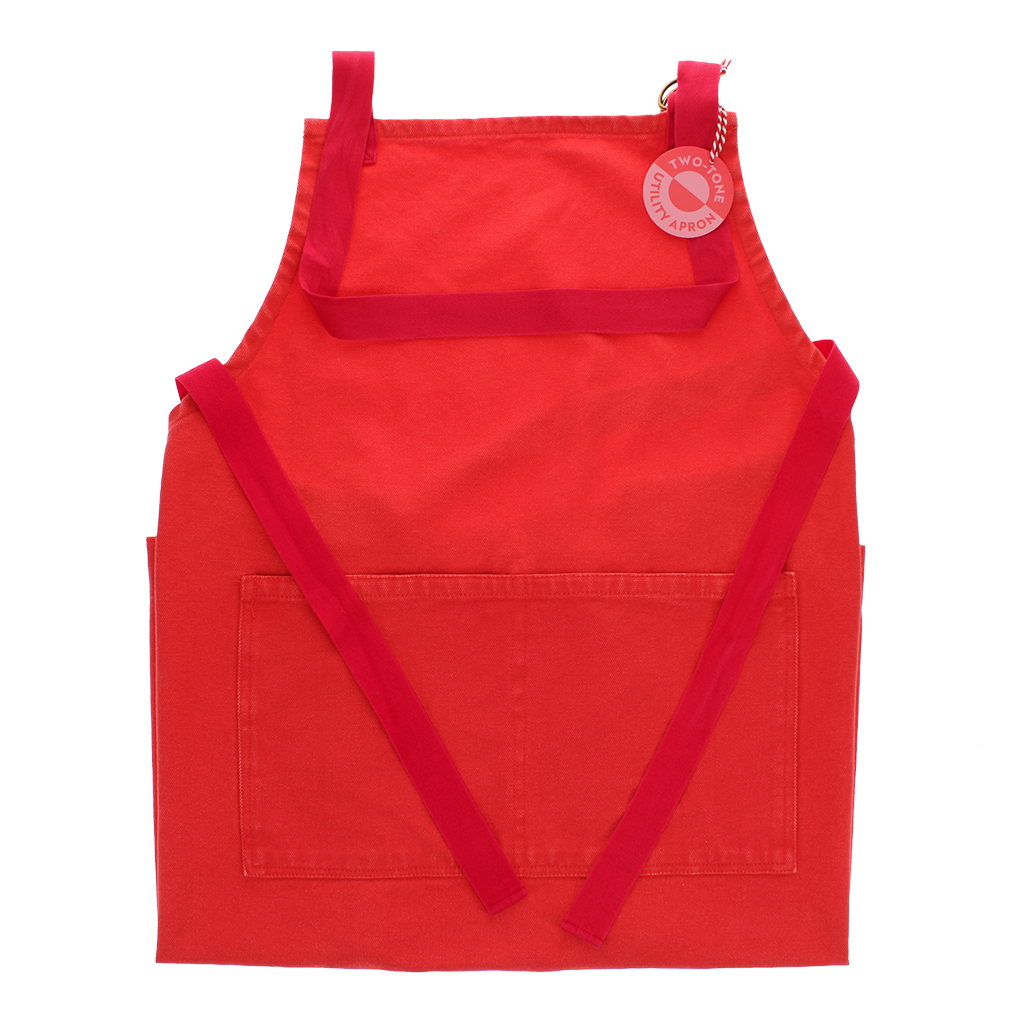 two-tone utility apron - red