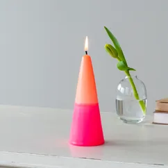 small two-colour cone candle - pink-orange small two-colour cone candle - pink-orange