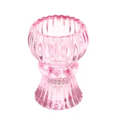 double ended glass candle holder - pink double ended glass candle holder - pink