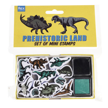série de mini timbres prehistoric land