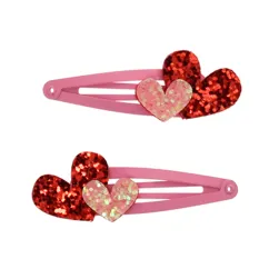 glitter hair clips (set of 2) - love hearts glitter hair clips (set of 2) - love hearts